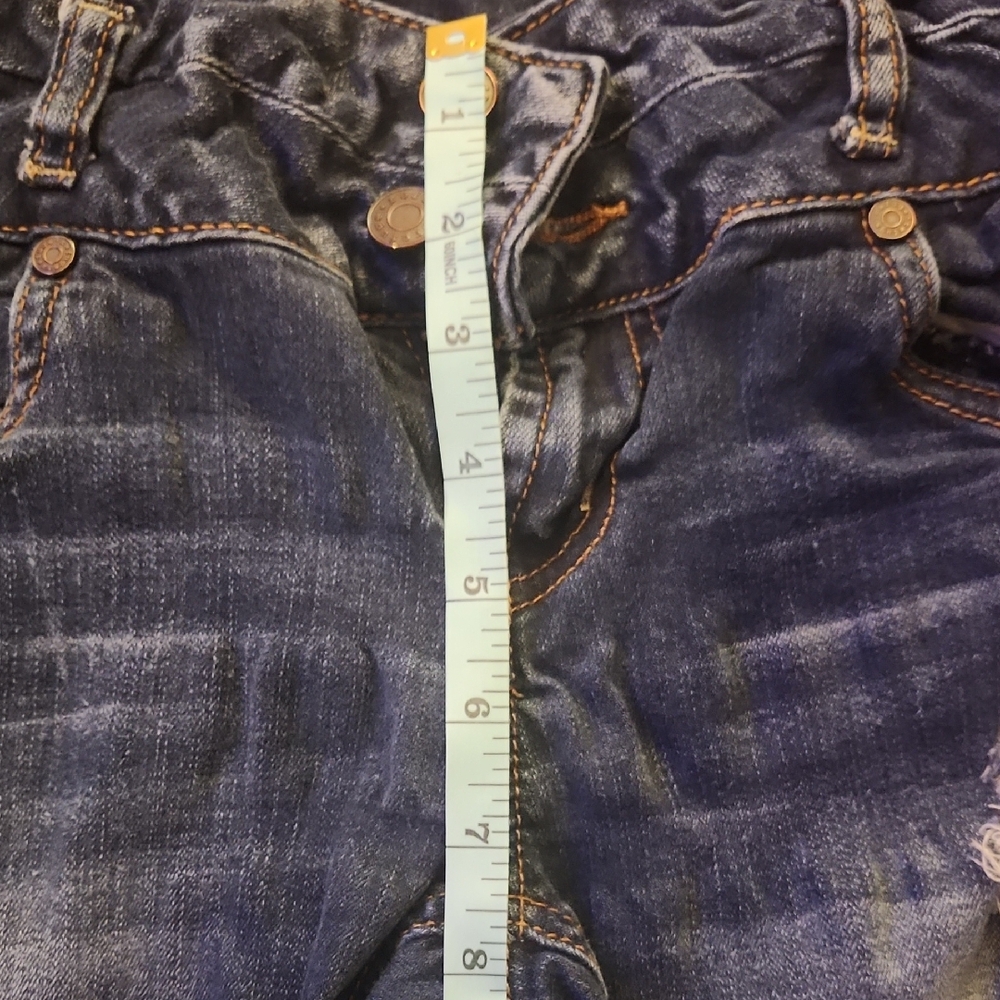 Vintage Y2K Refuge Dark Blue Distressed Skinny Jeans Women's Size 2 - Picture 12 of 16